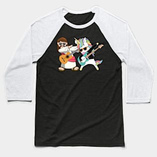 Guitar Jesus With Unicorn Dabbing Baseball T-Shirt